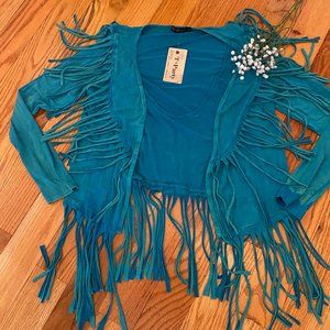 Western style soft jacket with fringe - NWT
